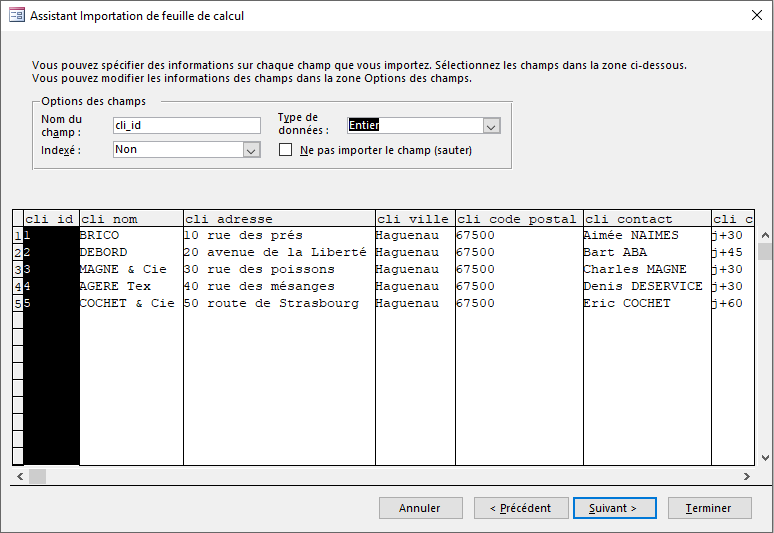 assistant importation feuille de calcul3