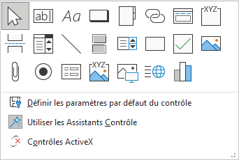 barre d'outils de contrôles