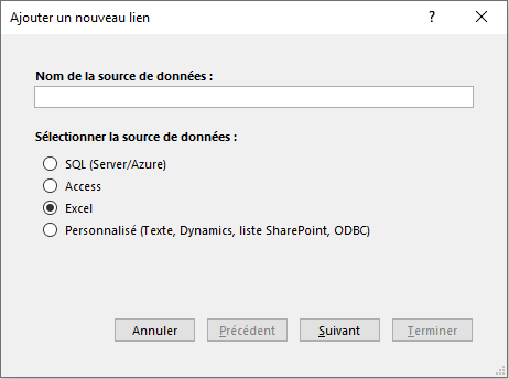 fenêtre ajouter un nouveau lien