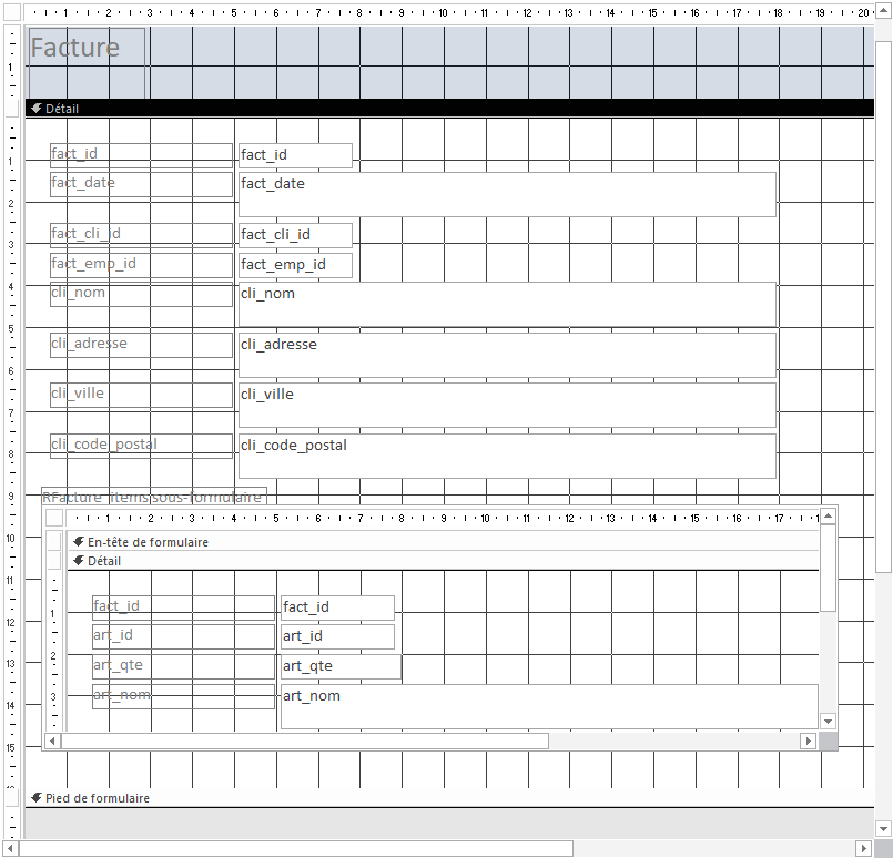 Facture avec sous-formulaire en mode création