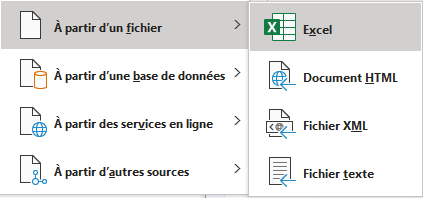menu données externes Excel