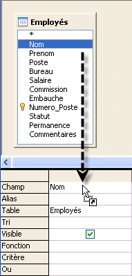 choisir un champ en cliquer-glisser