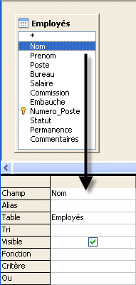 choisir un champ par double-clic