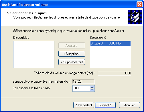 Assistant Création d'un nouveau volume3