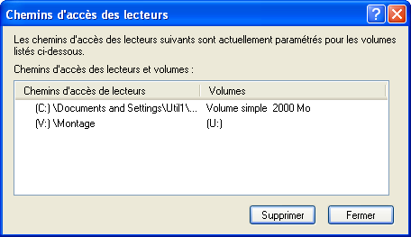 Afficher les chemins d'accès existants