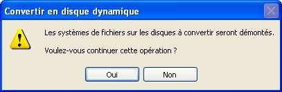 Message d'avertissement de conversion