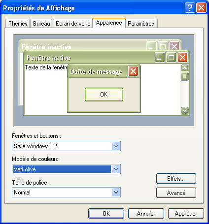 Affichage Apparences 1