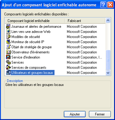 Ajouter un composant enfichable dans une console MMC 2