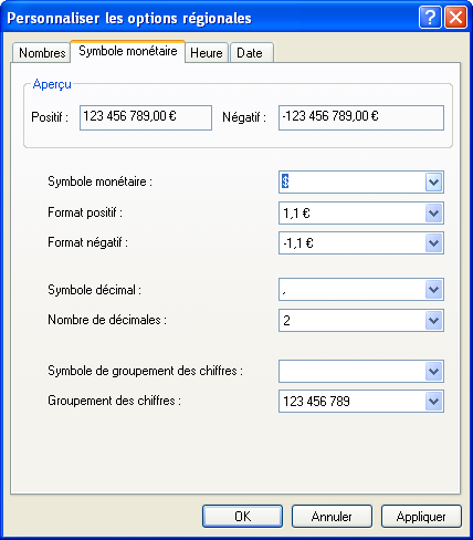 Options régionales et linguistiques 2