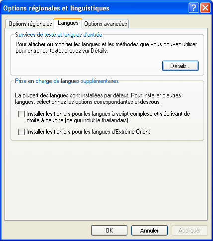 Options régionales et linguistiques 3