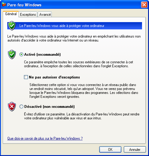 Activation du firewall 2