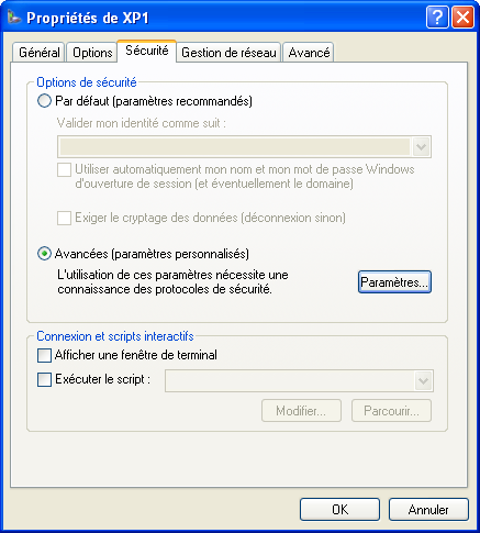 Propriétés de sécurité 1